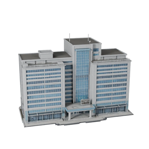 Krankenhaus Gebäude 3D Modell für Unity - Echtzeit Spiel-Asset