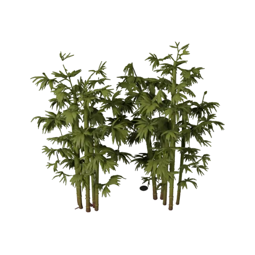 Bamboo Thicket Cluster Unreal Engine 3D model, top-down viewport view, showing leaf clusters, terrain detail.