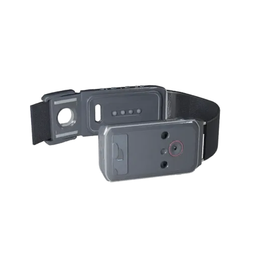 Outdoor Clip Tracker Product Viz 3D model, three-quarter studio product render, showing silicone, wearable fit.