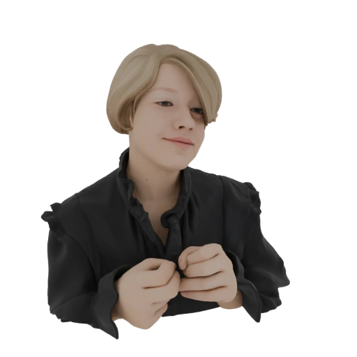 Young Person in Black Ruffled Blouse 3D Model