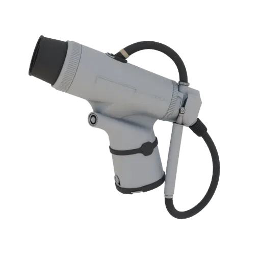 Surgical Style Otoscope High Poly 3D model, close-up studio render, showing stainless steel, handheld tool scale.