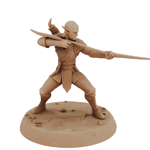 Medieval Elf Ranger Miniature STL - Attack