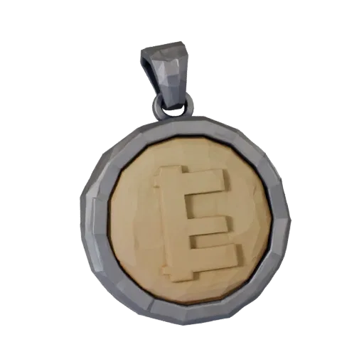 Symbolic Medallion game ready 3D model, studio profile shot, highlighting pendant seams, edges, and finish layers.