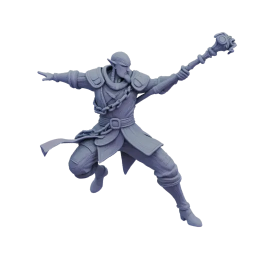 Fantasy Elf Wizard Miniature STL - Attack