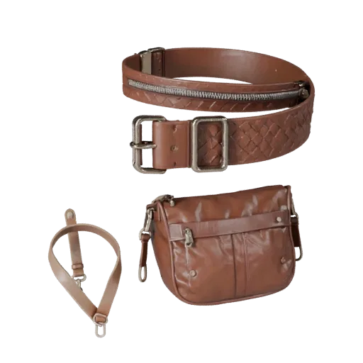 Woven Bag Strap Product Viz 3D model, three-quarter studio product render, showing leather, flexible strip form.