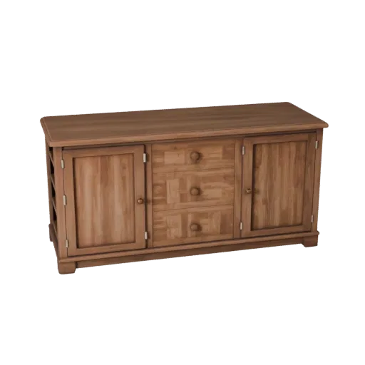 Shaker Sideboard Realistic 3D model, dining room, three-quarter studio render, painted wood detail.