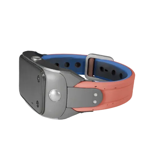 Luxury Fitness Band Low Poly 3D model, game viewport three-quarter view, showing silicone, wearable fit.
