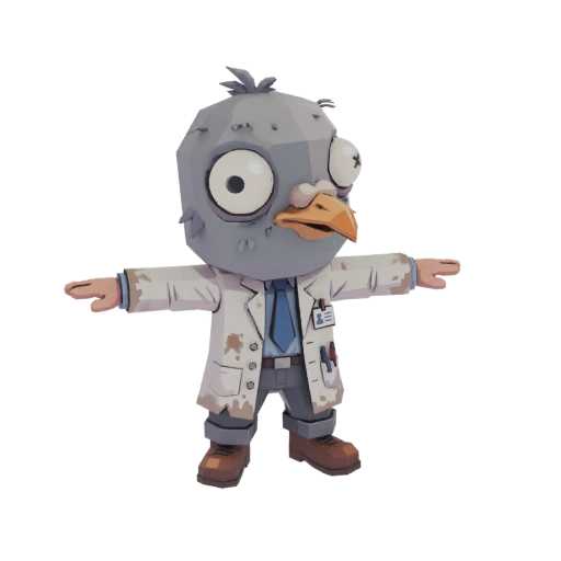 Mad Scientist Pigeon 3D Model