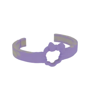 3D model of a purple headband with a scrunchie-style fabric bow in the center, isolated on a white background.