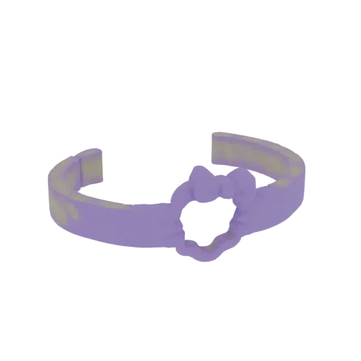 3D model of a purple headband with a scrunchie-style fabric bow in the center, isolated on a white background.