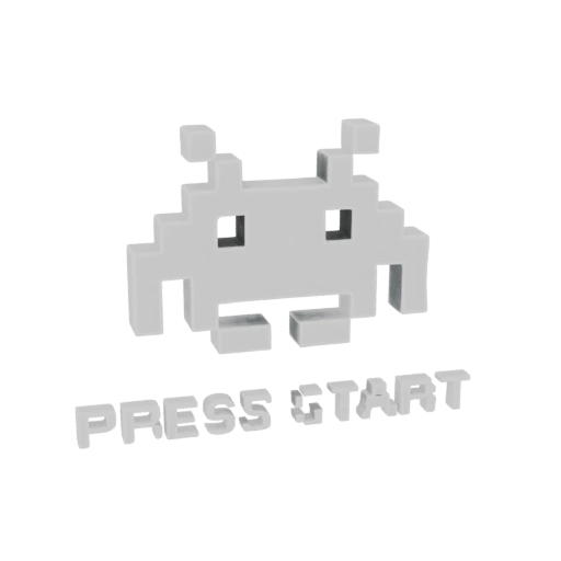 Space Invader "Press Start" 3D Model