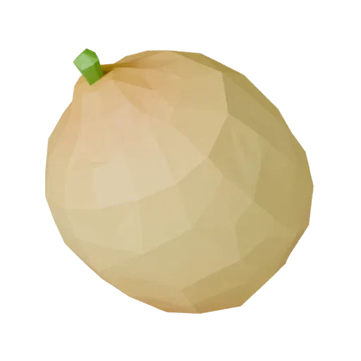 Lemon Low Poly 3D model, game viewport three-quarter view, showing skin pores, recognizable fruit forms.
