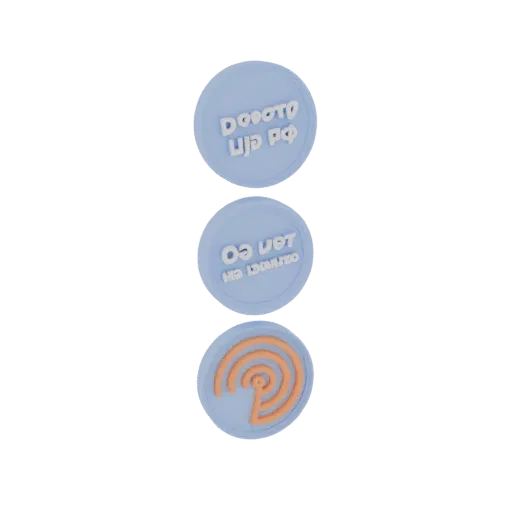 3D render of three light blue circular badges with embossed Russian text and a Wi-Fi symbol against a white background.