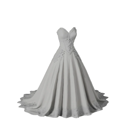 Detailed Wedding Dress 3D Asset for Studio Renders