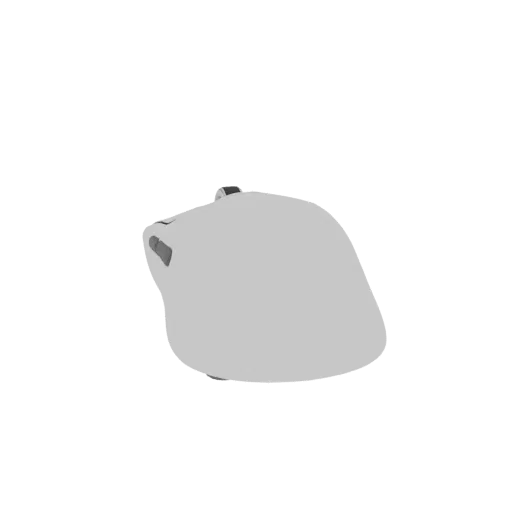 Modello 3D di un mouse wireless ergonomico grigio chiaro mostrato da un'angolazione laterale leggermente elevata su sfondo bi