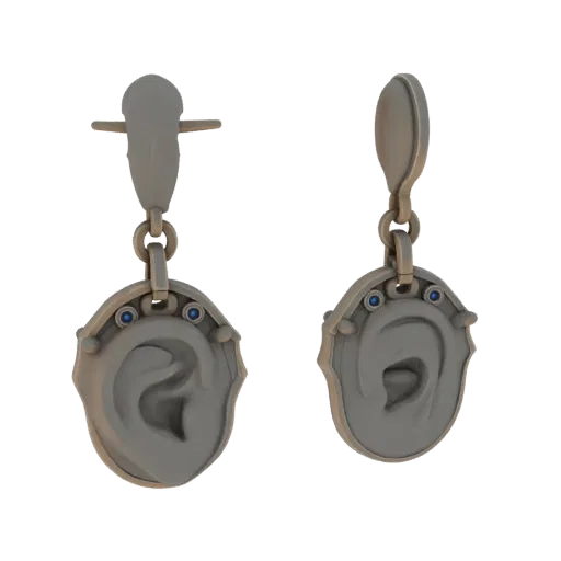 Drop Stud Earrings collectible detail 3D model, front view studio render, highlighting earring form and finish detail.