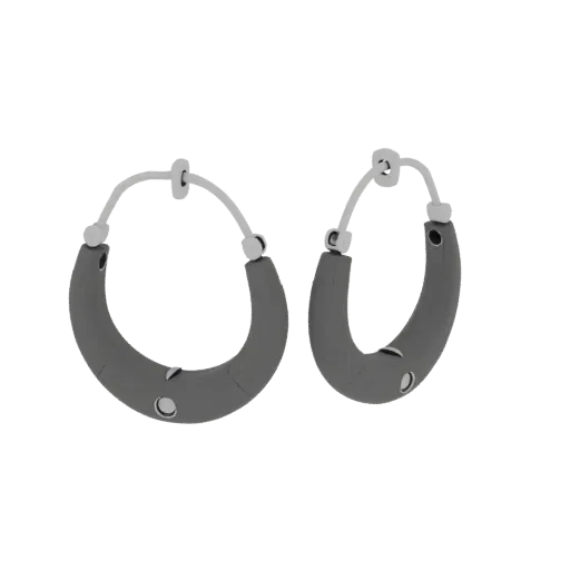 Hoop Earring print ready 3D model, studio profile shot, showing recognizable earring proportions and material breaks.