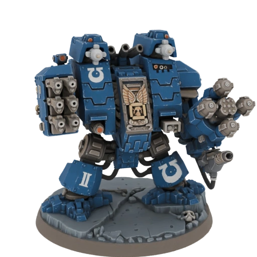 Blue Dreadnought with Twin Lascannons and Missile Pods