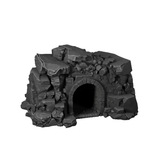 Mine Tunnel Segment Unity 3D model, isometric viewport view, showing aged stone, built remnants.