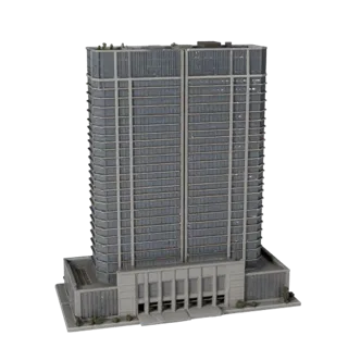 Luxury Skyscraper Tower Blender-ready 3D model, Blender studio render view, showing commercial office building materials and