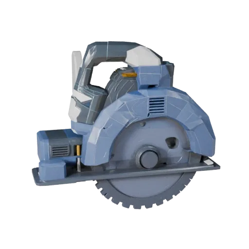 Workshop Circular Saw Low Poly 3D model, game viewport three-quarter view, showing molded plastic, ergonomic handles.