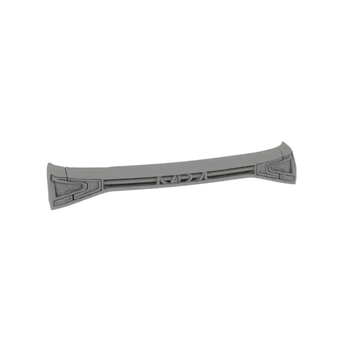 3D model of a futuristic car trim accent with geometric cutouts and a sleek, curved design.