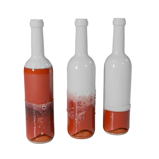 Wine Bottle 3D model, three-quarter front view, AR viewer studio render, showing glass, container shape.