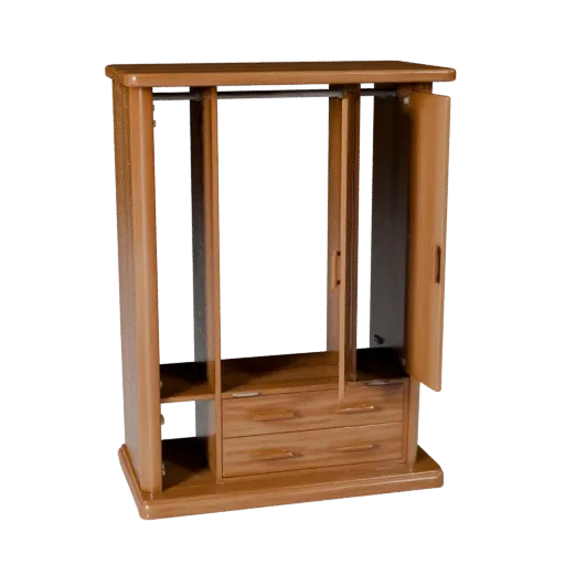 Shaker Wardrobe Modular 3D model, bedroom, isometric modular kit view, painted wood detail.