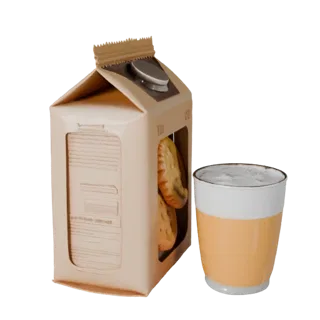 Snack Cookie Pack Product Viz 3D model, three-quarter studio product render, showing cardboard, package massing.