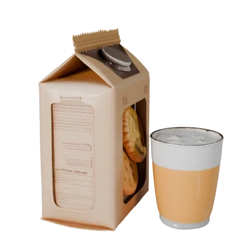 Snack Cookie Pack Product Viz 3D model, three-quarter studio product render, showing cardboard, package massing.