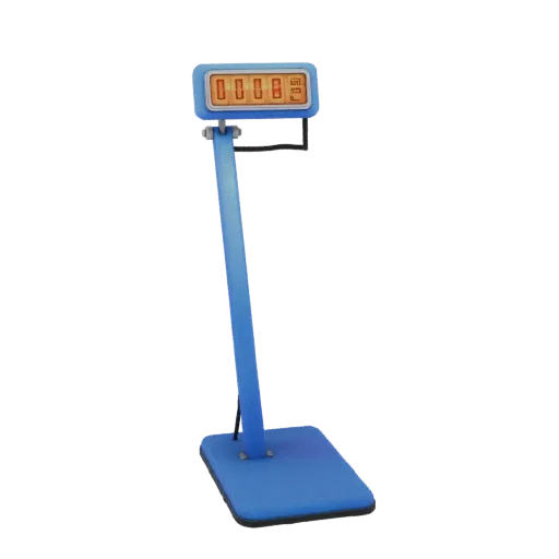 Blue floor scale with digital display, 3D model