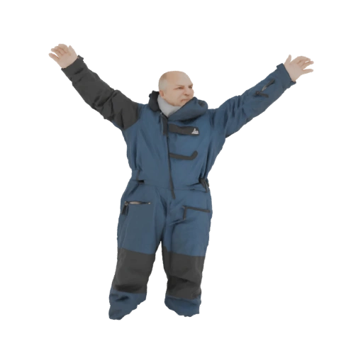 Man in Blue Snowsuit with Arms Outstretched 3D Model