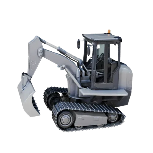 Construction Wheel Loader High Poly 3D model, close-up studio render, showing painted steel, form detail.
