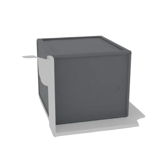3D model of a gray square tube cap 20x20 mm on a white background