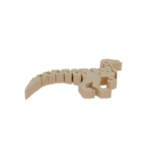 A 3D render of an articulated skeleton dinosaur model, shown from a side profile against a white background.