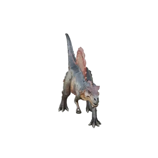 Low Poly Spinosaurus 3D Modell, Gameplay-Kamera Seitenansicht, Low-Poly Tier Asset mit Schwanz-Gegengewicht, Klauensilhouette