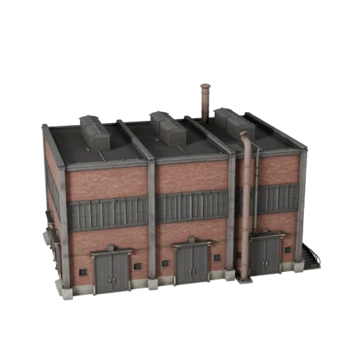 Modelo 3D de Usina de Energia pronto para Blender, vista de renderização de estúdio Blender, mostrando materiais de construçã