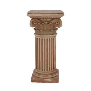 3D model of a classical Ionic column pedestal with a fluted shaft and volute capital, rendered against a white background.