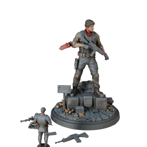 Urban Battle Vignette collectible 3D model preview showing layered parts, studio close-up view, depth and display scale