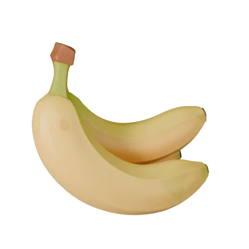 Ripe Banana Bunch Stylized 3D model, stylized isometric render, showing skin pores, recognizable fruit forms.