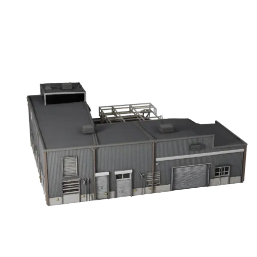 Modular Industrial Kit Unity-ready 3D model, Unity engine viewport, showing modular building kit materials and architectural