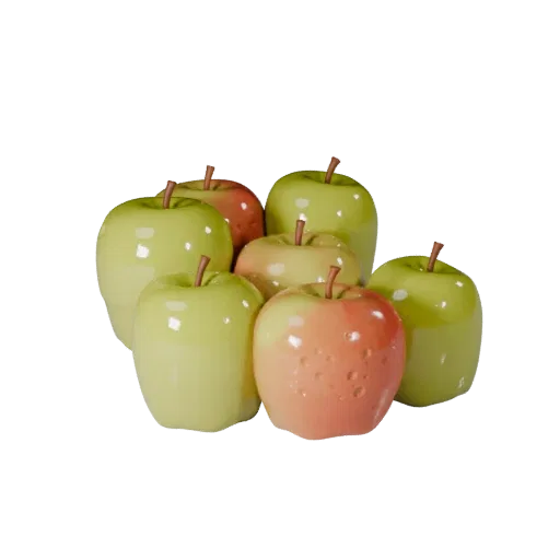 Fresh Apple Product Viz 3D model, three-quarter studio product render, showing skin pores, recognizable fruit forms.