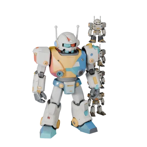 Vinyl Robot Figurine stylized 3D model preview showing pose, three-quarter game view, toy proportion and material detail