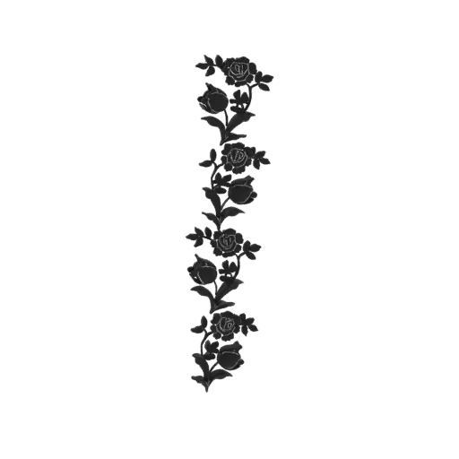 3D model of an elegant vertical rose garland border with detailed flowers and leaves.