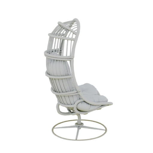 White Rattan Egg Chair with Swivel Base