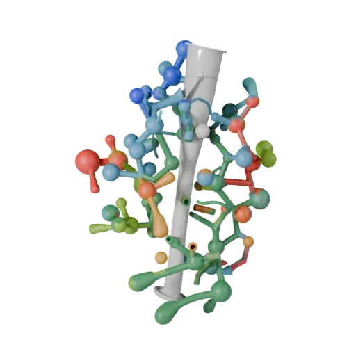 Protein Molecule Set Stylized 3D model, stylized isometric render, showing colored spheres, molecule layout.
