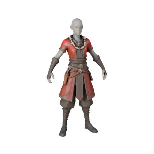 Personnage 3D barde arcanique fantastique, vue du moteur, atout prêt pour Unreal Engine avec pose debout et PBR