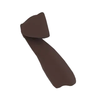 A 3D render of a smooth, matte brown bow tie, elegantly shaped and presented against a white background.