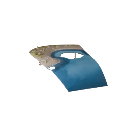 Coastal Tide Pool Set Realistic 3D model, three-quarter environment render, showing wet stone, water edges.