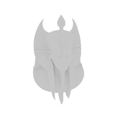 3D model render of a white Egyptian Pharaoh bust with a striped nemes headdress and serene expression.